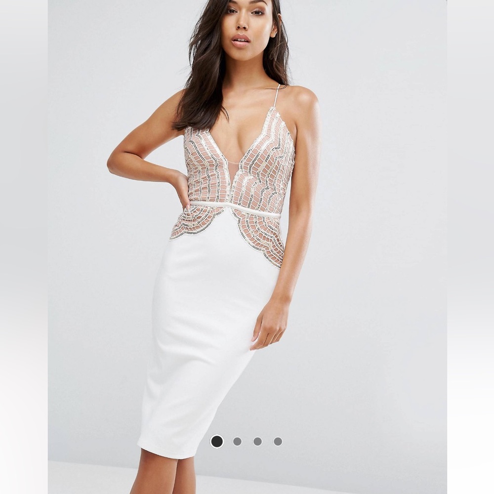 ASOS - Rare London Pencil Dress with Scallop Lace Sequin Bodice